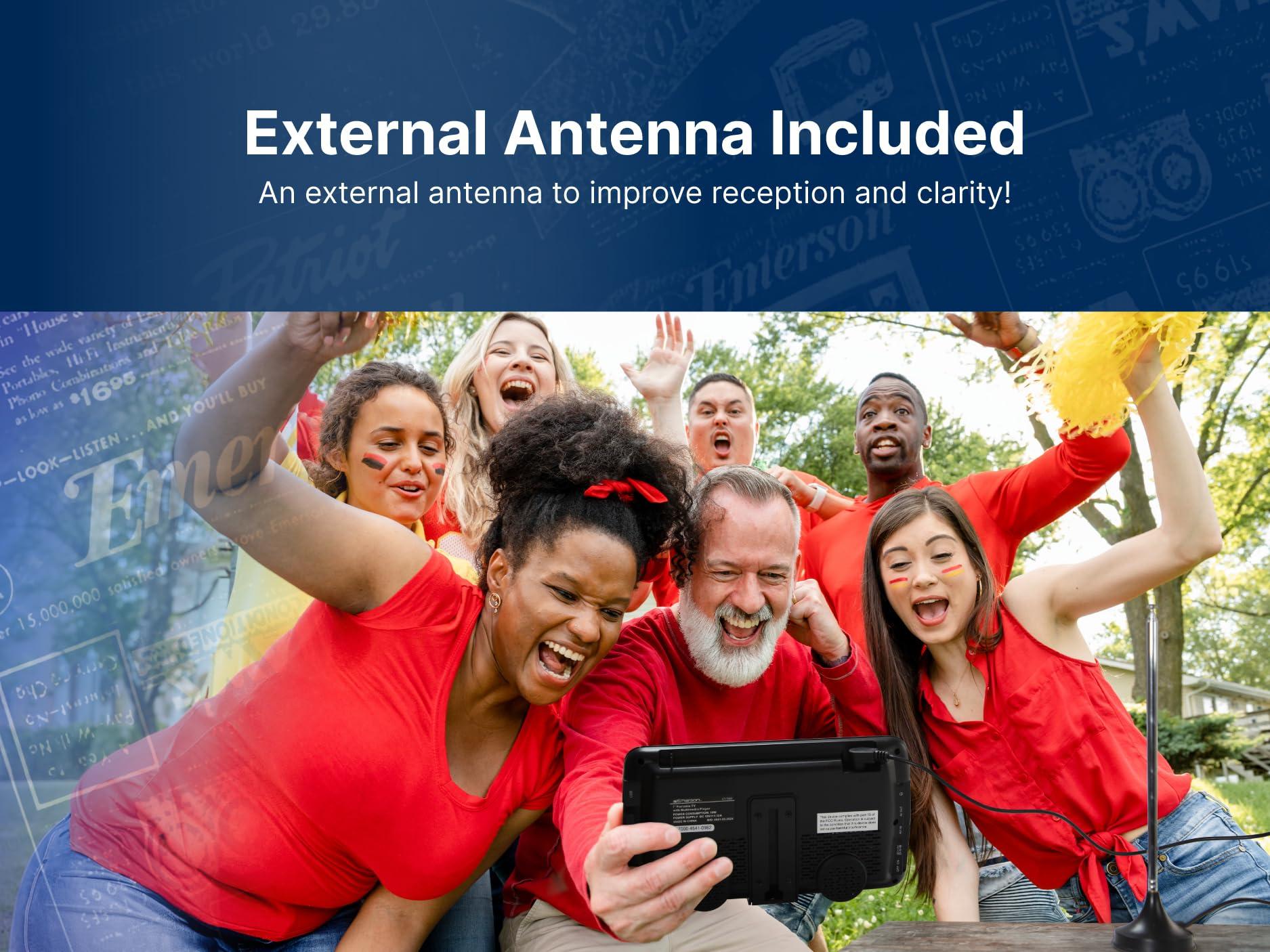 Emerson Emerson ET-7000 7" Portable Handheld Digital TV with Built-in Rechargeable Battery, HD Display, Multimedia Playback, USB/SD Card Support, and AC/DC Adapter | Compact TV for Home or Travel