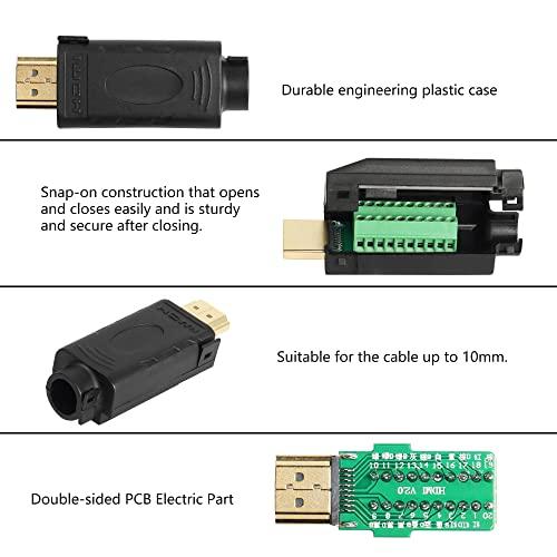 SinLoon SinLoon HDMI Solderless Adapter Gold Plated HDMI Extension Cable Connector Signals Terminal Breakout Board Free Welding Connector with Plastic Cover Screwdriver