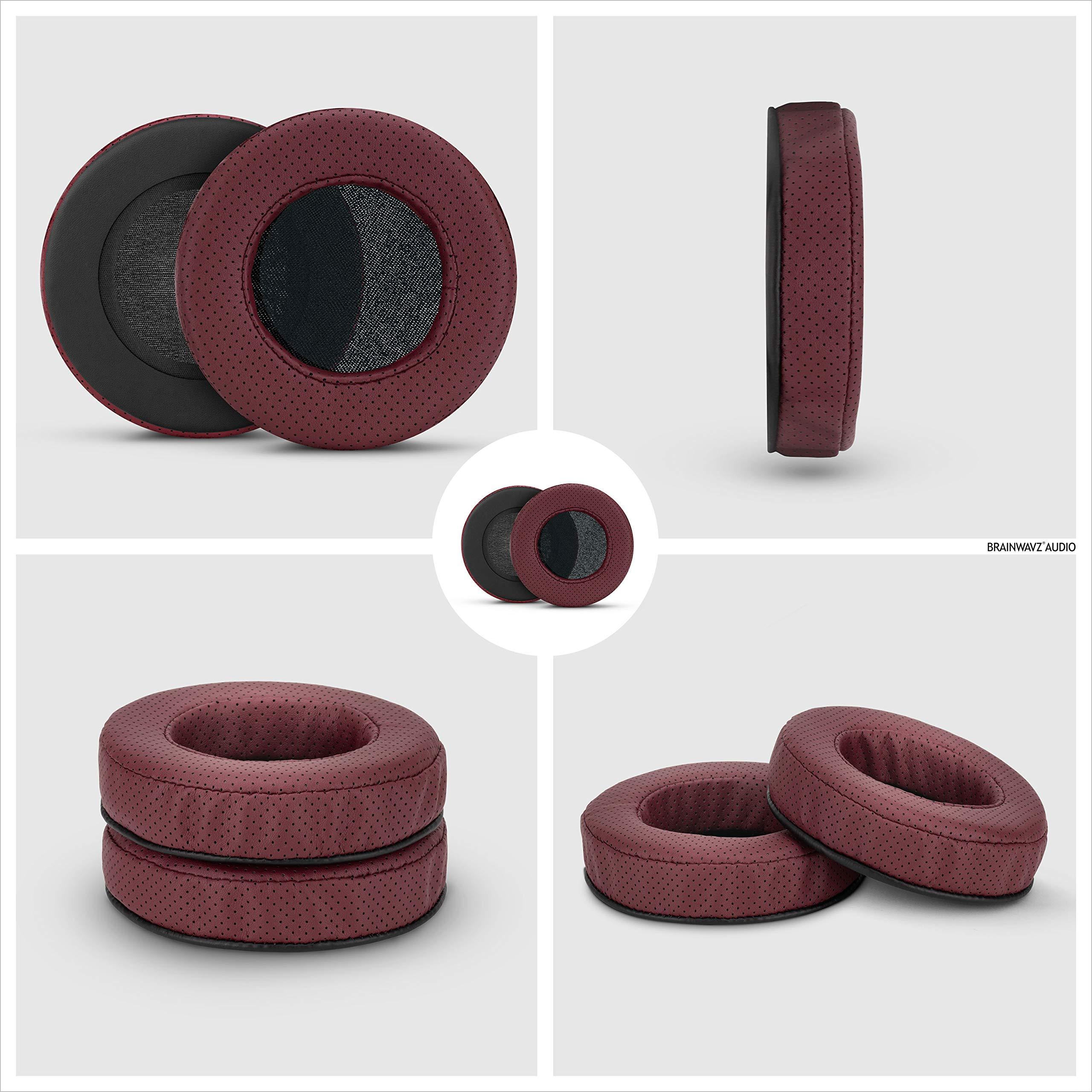 BRAINWAVZ Brainwavz XL Large Replacement Memory Foam Earpads - Suitable for Many Other Large Over The Ear Headphones - Sennheiser, AKG, HifiMan, ATH, Philips, Fostex, Sony (Perforated Red)