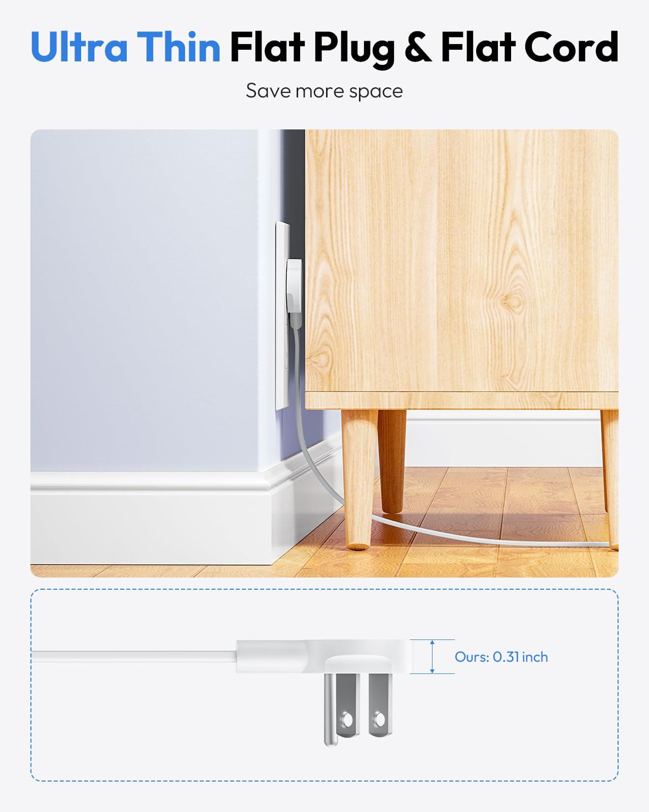 NTONPOWER NTONPOWER 15 ft Extension Cord, 1625W/13A Flat Extension Cord, 1080J Surge Protector & NTONPOWER Flat Extension Cord 10 ft