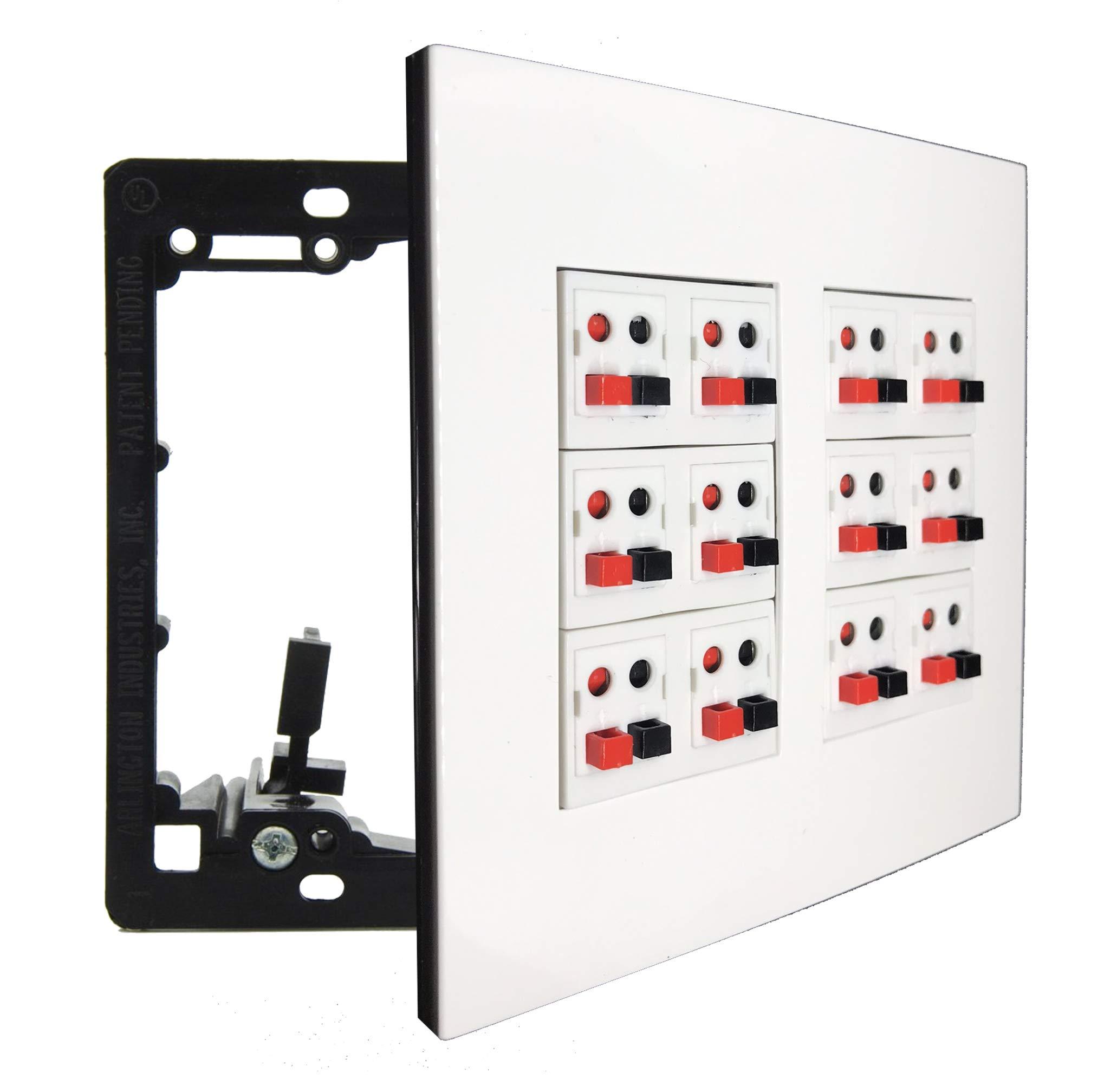 DIYTECH DIYTECH Premium 12 Speaker Wall Plate, Supports 12 Configurations, Screwless 2 Gang Plate with Speaker Port