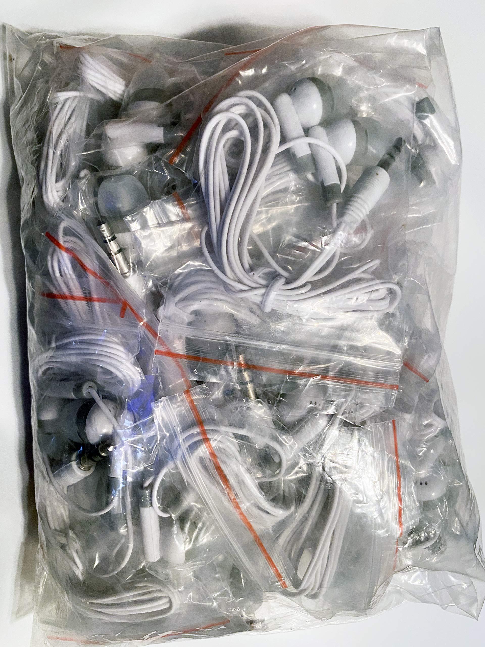 LowCostEarbuds.com LowCostEarbuds.com Bulk Wholesale Lot of 100 WhiteGray Earbuds Headphones - Individually Wrapped, CB-WHT-100-WRAP