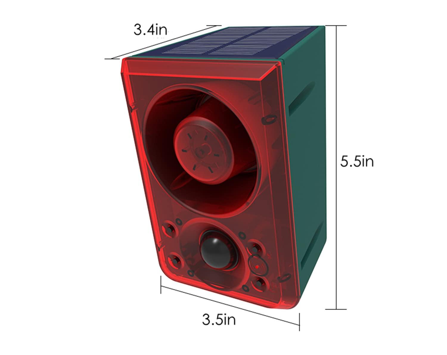 HULPPRE HULPPRE Solar Outdoor Motion Sensor Alarm-Dog Barking or Gunshot Sound,Support Recording&Volume,130db Loud Noise Maker,3 Work Modes Strobe Light with USB,Say Goodbye to The Intruders