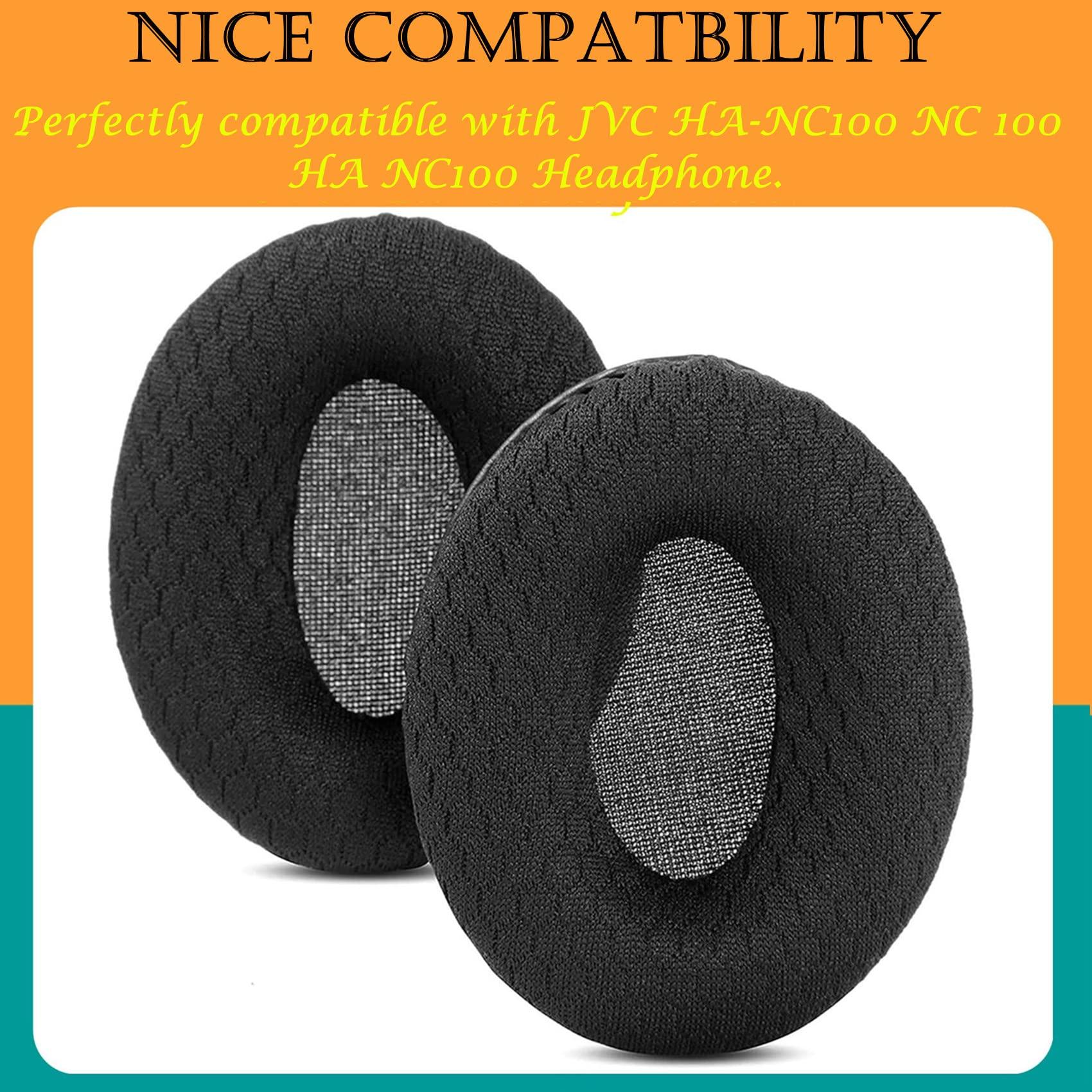 TaiZiChangQin TaiZiChangQin NC100 Upgrade Ear Pads Ear Cushions Replacement Compatible with JVC HA-NC100 NC100 HA NC100 Headphone ( Fabric Earpads Black )