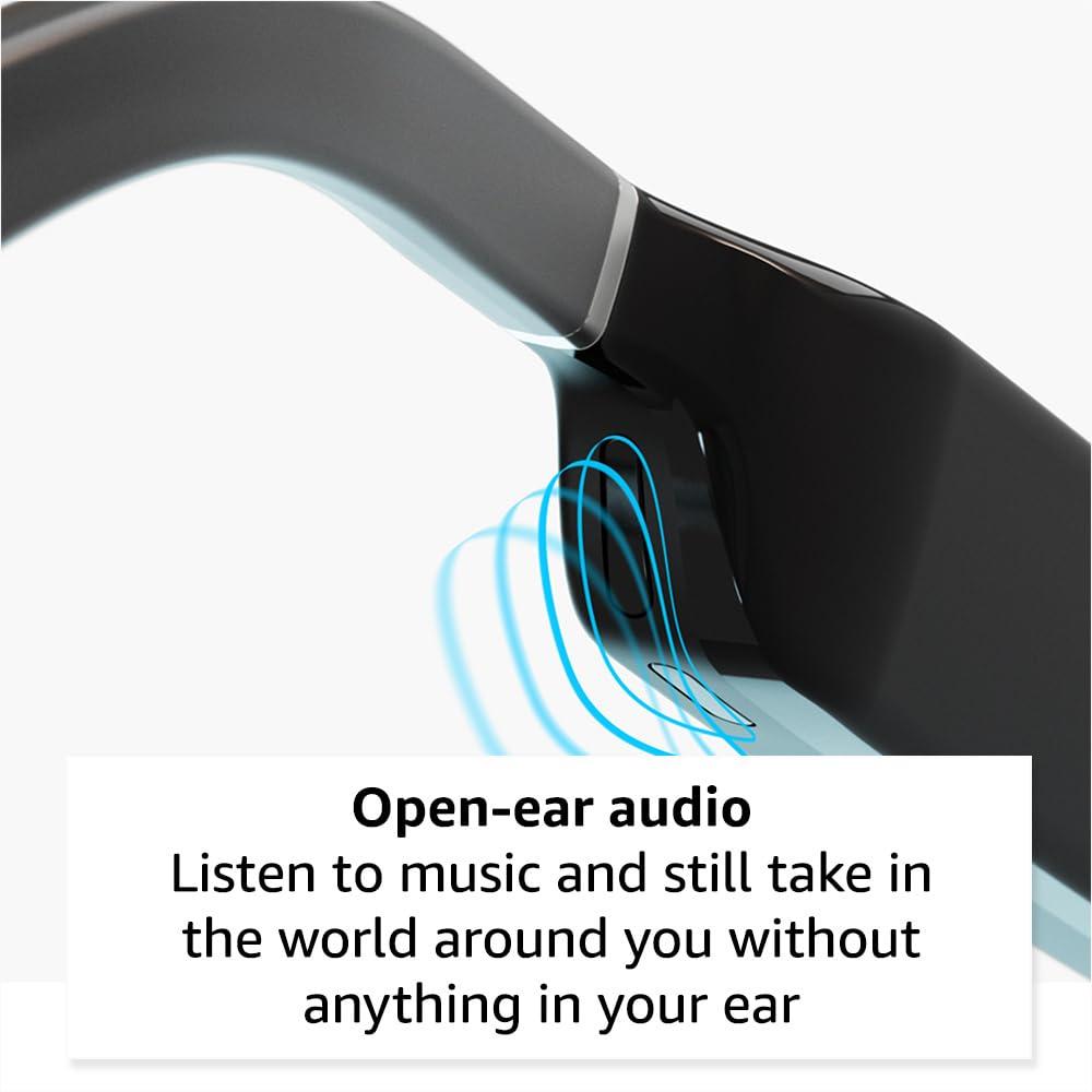 Amazon Amazon Echo Frames, an Alexa device (newest model), Smart glasses with Alexa, Round frames in Blue Tortoise with blue light filtering lenses