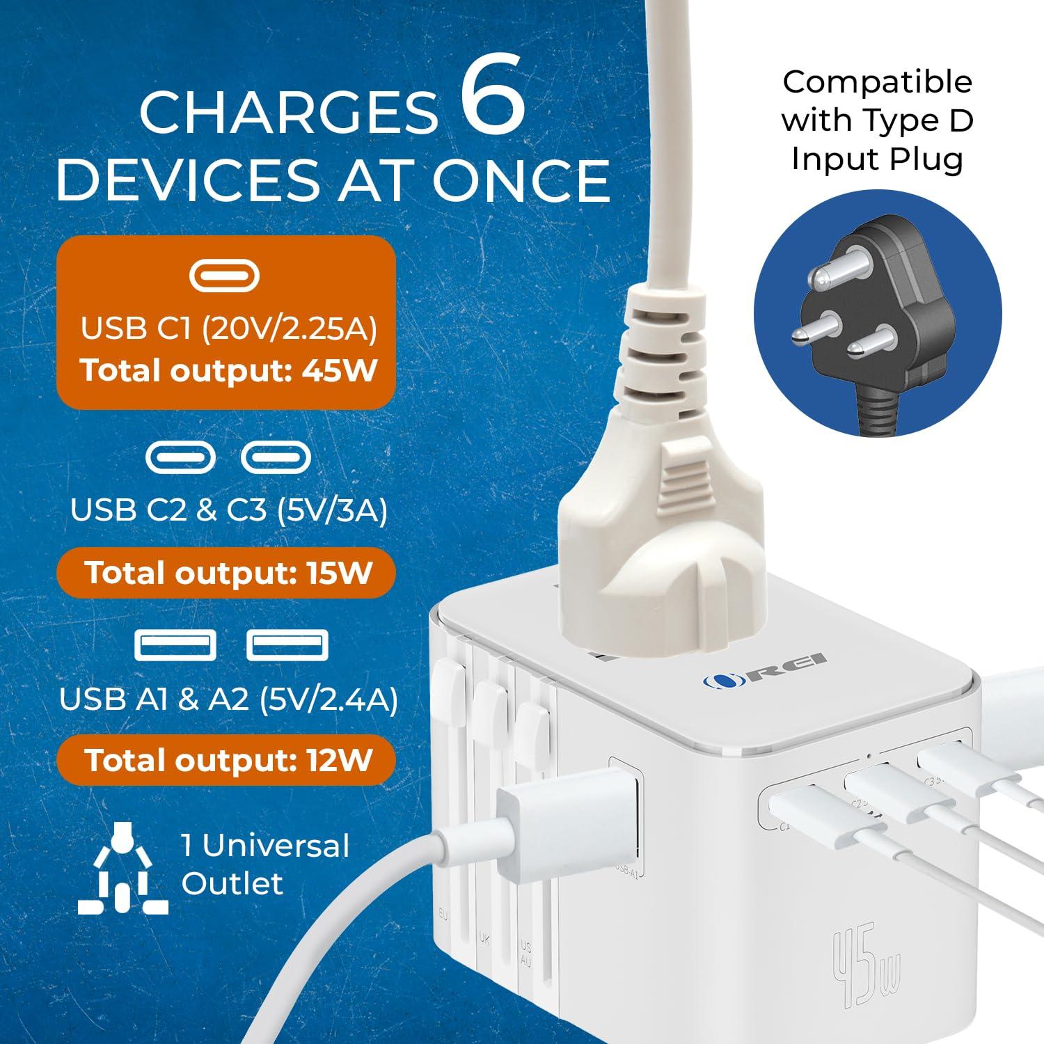 OREI OREI Universal Travel Adapter All in One International Power Adapter with 2.4A Dual USB, European Adapter Travel Power Adapter Wall Charger for UK, EU, AU, Asia Covers 150+ Countries