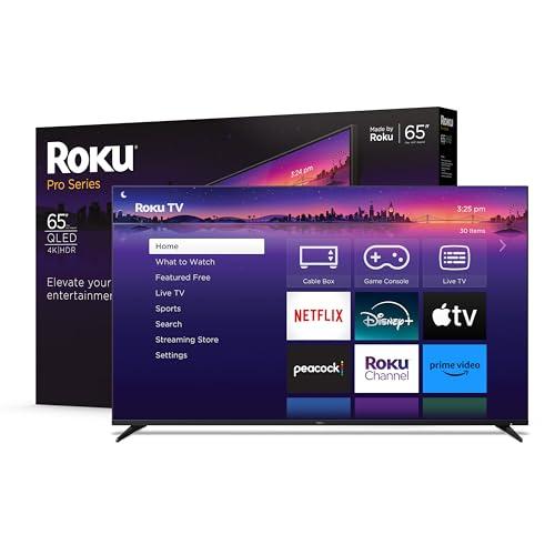 Roku Roku Smart TV 65-Inch Pro Series 4K QLED RokuTV with Backlit Roku Voice Remote Pro, Dolby Vision IQ, 120Hz Refresh Rate Live Local News, Sports, Gaming