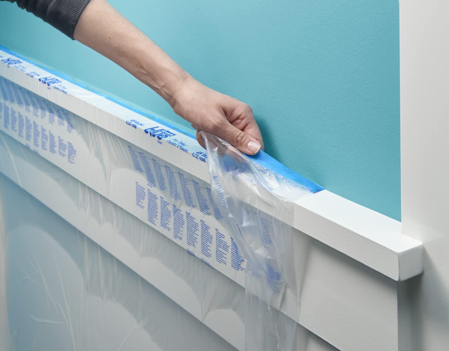 ScotchBlue ScotchBlue Pre Plastic Painters Tape with Bladed Dispenser, 24 in x 30yd, Tape & Masking Film Combined in One Product, Static Cling to Stay in One Place, No Residue Masking Tape (PTD2093EL-24-S)