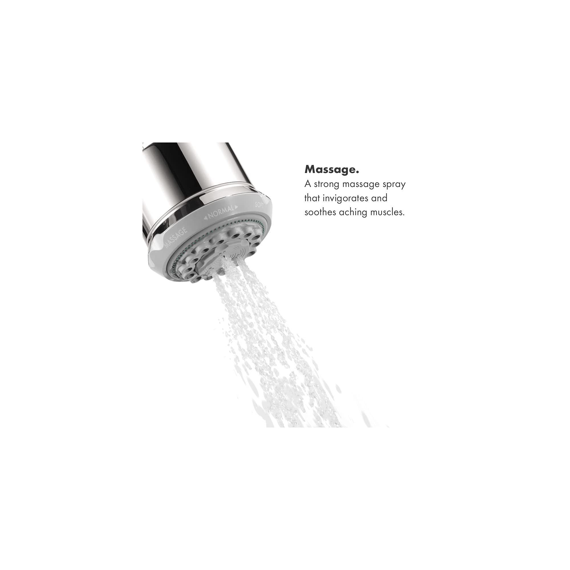 hansgrohe hansgrohe Clubmaster 4-inch Easy Clean Easy Install Showerhead Modern 3-Spray Full, Pulsating Massage, Soft spray with QuickClean in Polished Nickel, 28496831