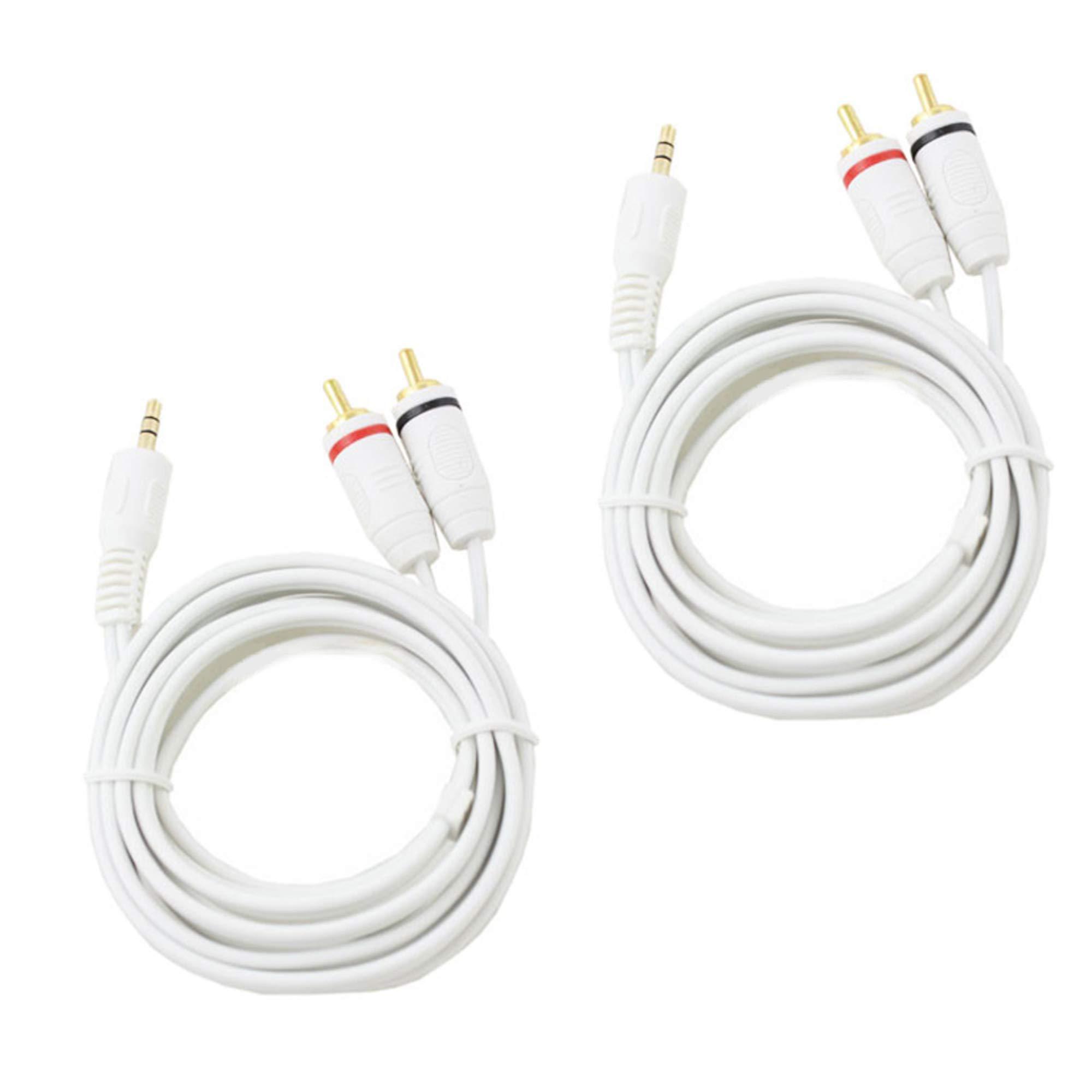 Wideskall Wideskall 12 Feet 3.5mm Male to 2 RCA Male Stereo Audio Cable (Pack of 2, White)