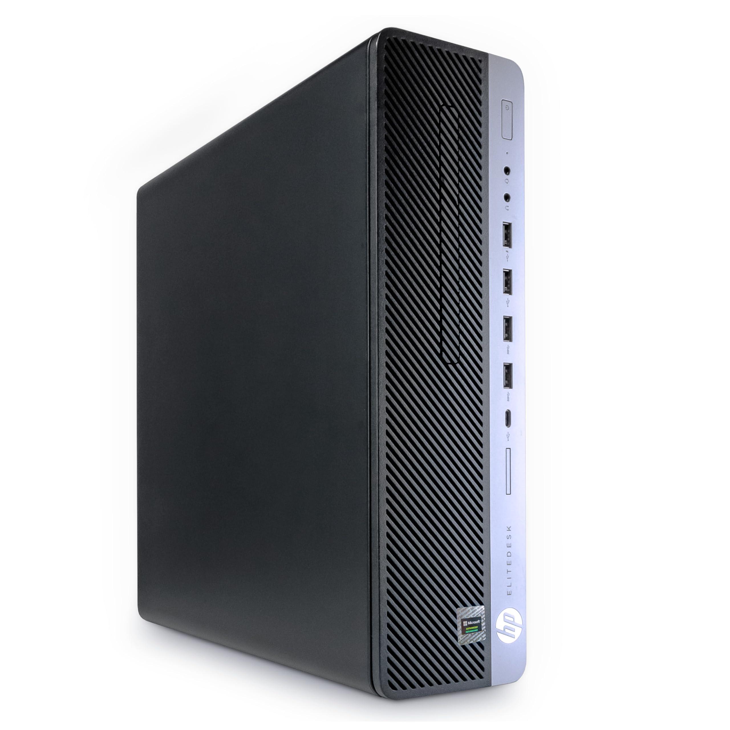 HP HP EliteDesk 800 G4 PC Computer, Intel i5-8500, Crucial 32GB DDR4 RAM, 1TB NVMe M.2, Windows 11 Pro, Internal WiFi 6 AX200, Cherry Keyboard & Mouse, Dual 22" LCD (Renewed) (800G4 Home Bundle)