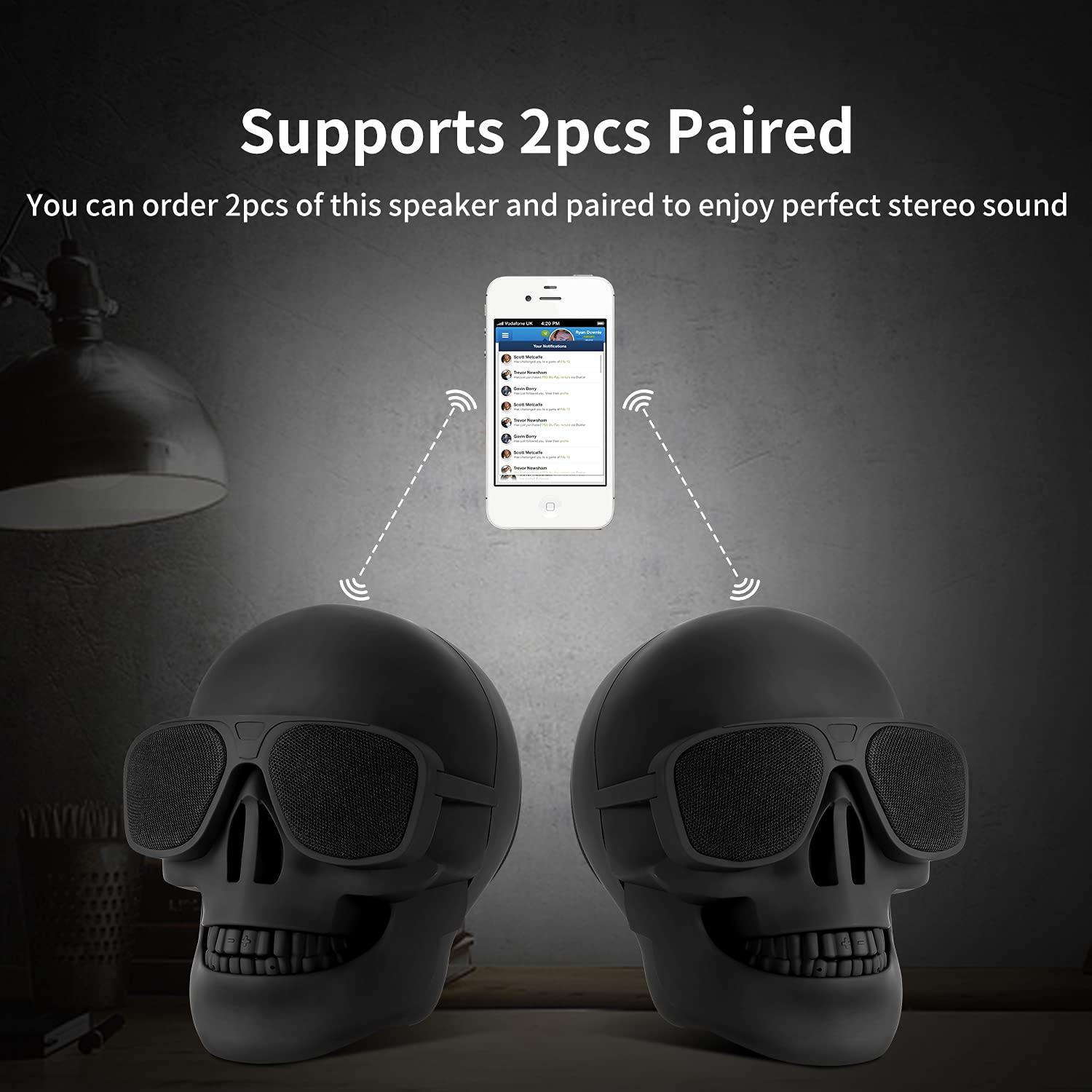 YSEECHENS YSEECHENS Skull Speaker Wireless Portable Bluetooth Speakers 8W Output Bass Stereo for Desktop PC/Laptop/Mobile Phone/MP3/MP4 Player