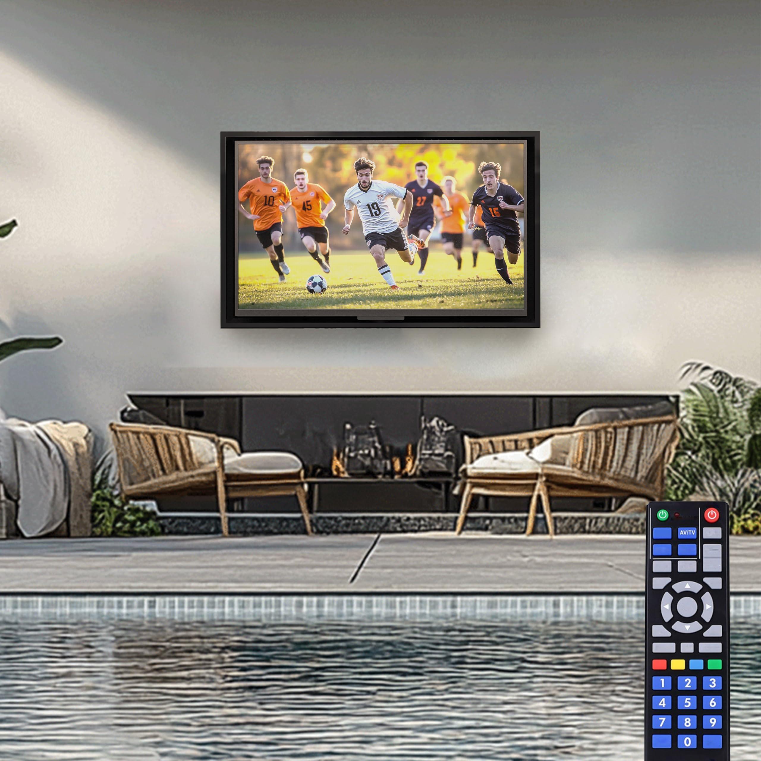 acrtmatic acrtmatic Weatherproof Outdoor TV Cover with lock, Hard and Durable, Clear Television Enclosure for 40-43 inch Screens for Outside (Right Door), with TV Bracket Included.