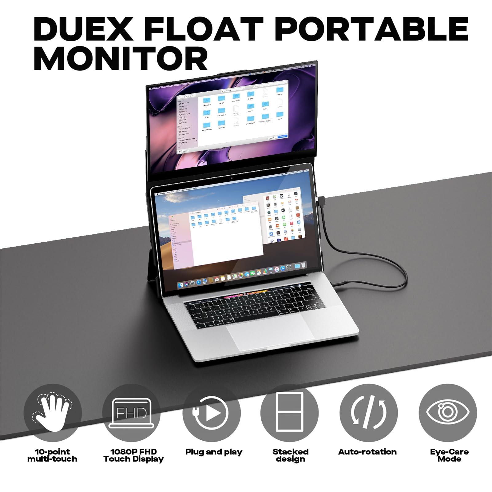 Duex New Mobile Pixels Duex Float Portable Monitor, 15.6\" Full HD IPS Dual Monitor for Laptops, USB C/HDMI Plug and Play Portable Screen,Windows/Mac/Android/Switch Compatible