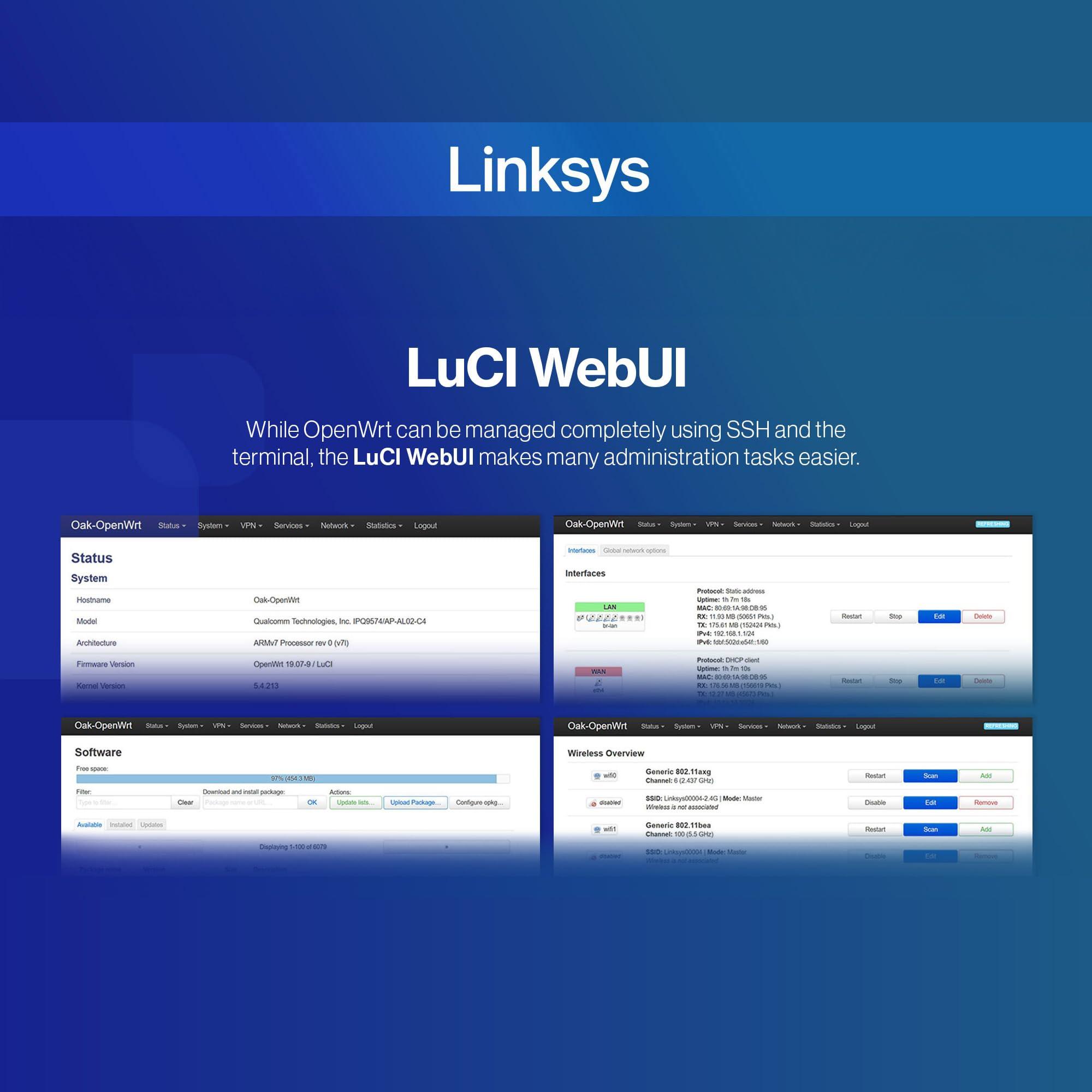 Linksys Linksys Velop WRT Pro 7: Tri-Band WiFi 7 Router, Speeds up to 10680 Mbps, OpenWrt LuCI, 2.5 Gbps Wan Port & 4X 1 Gbps Ethernet Ports