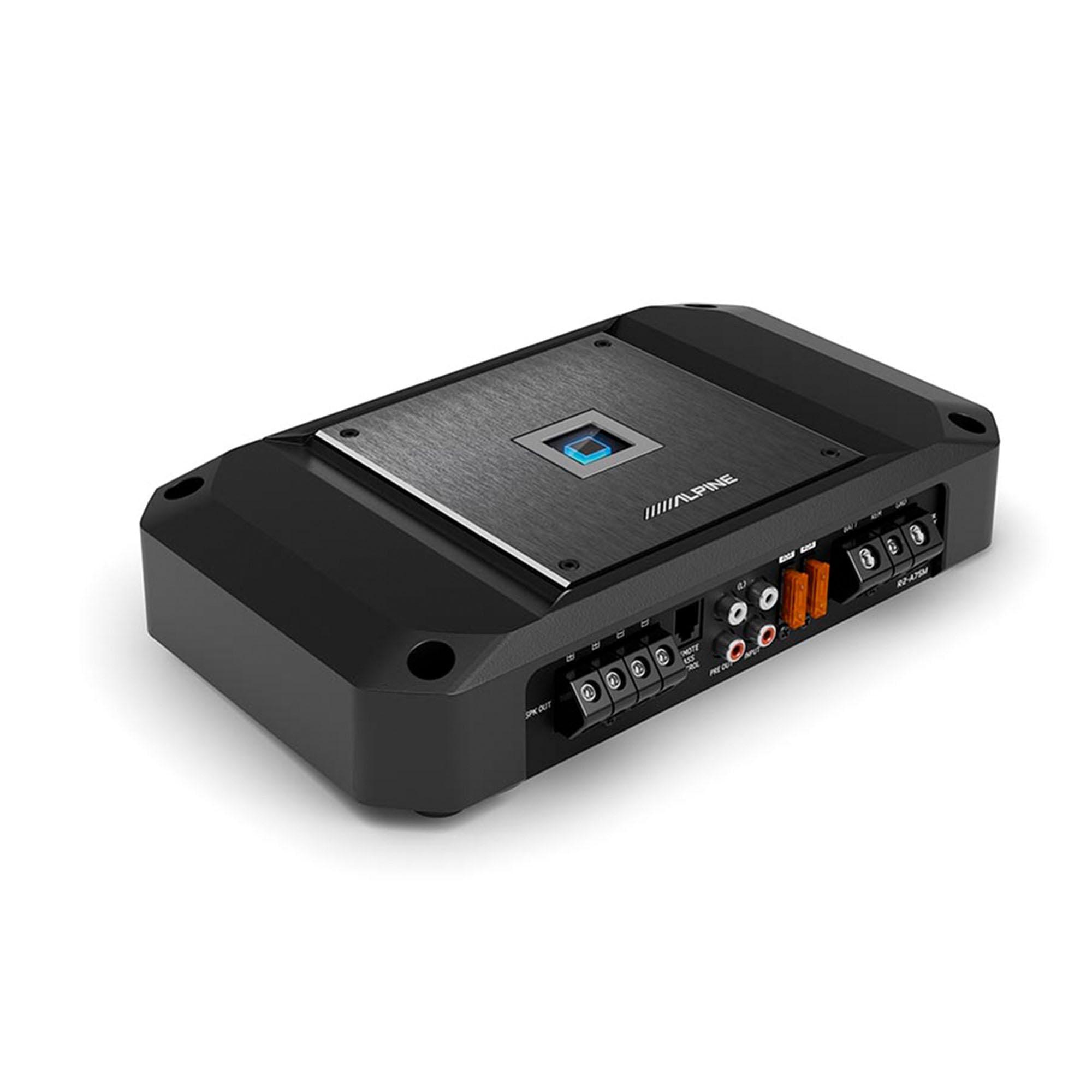 Alpine Alpine R2-SB10V 10-inch R-Series Halo Preloaded Sub Enclosure with ProLink w/ R2-A75M Amp, Rux Knob Bundle