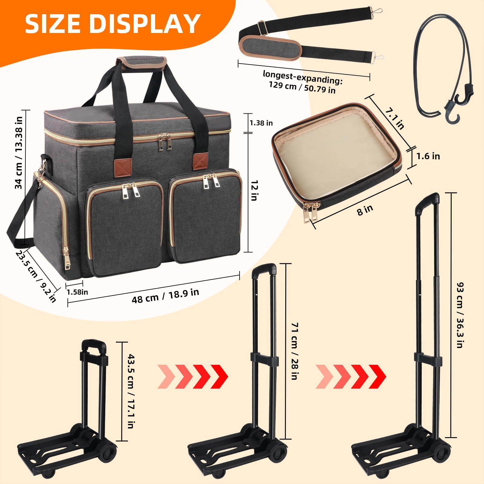 Sambois Sambois Rolling Teacher Tote Bag with Detachable Trolley, Wheeled Teacher Bag with Padded Laptop Compartment for up to 15.6 Inch, Multifunctional Rolling Briefcase for Teaching& Office (Elegant Gray)