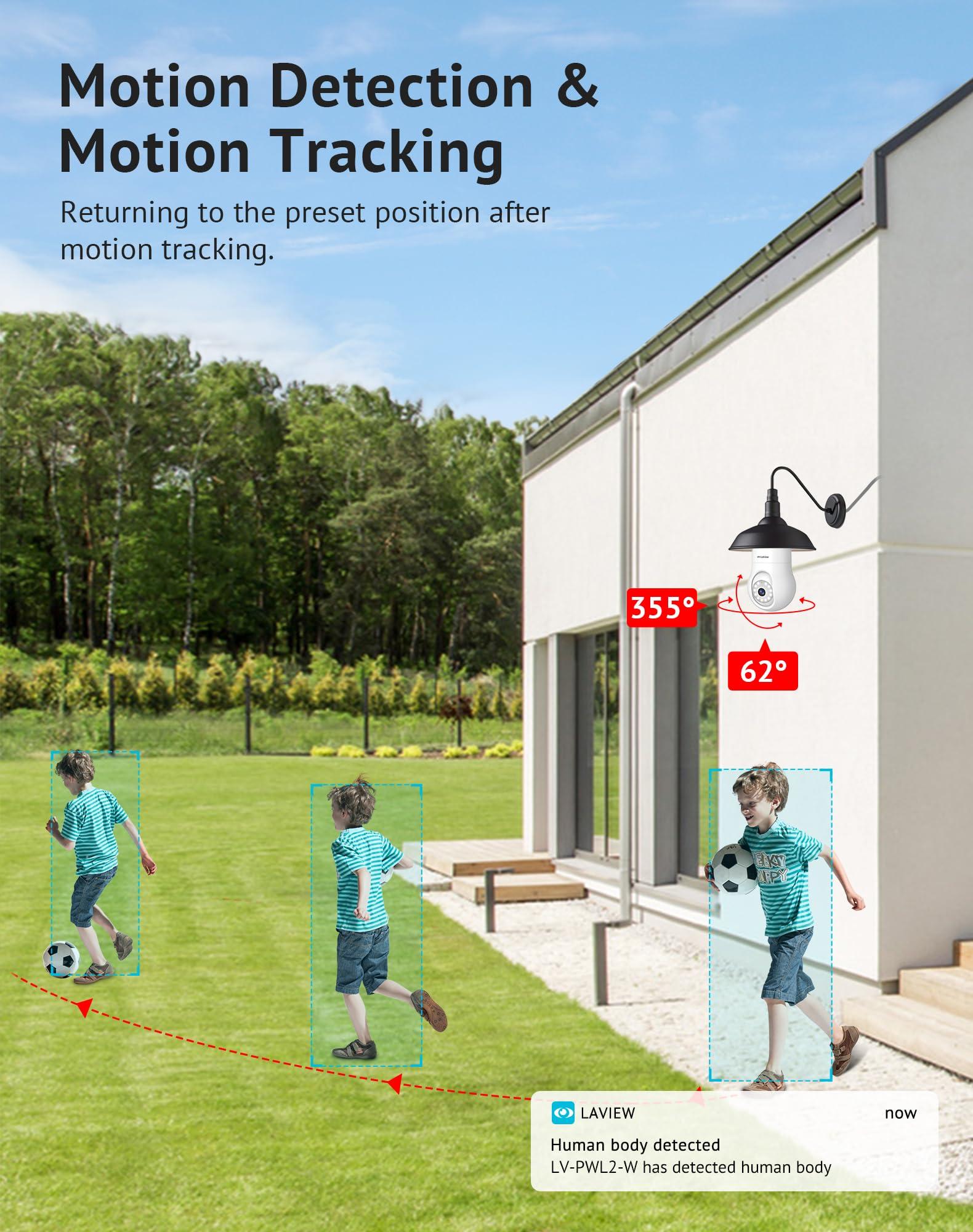 LaView LaView 4MP Bulb Security Camera 2.4GHz,360 2K Security Cameras Wireless Outdoor Indoor Full Color Day and Night, Motion Detection, Audible Alarm, Easy Installation, Compatible with Alexa