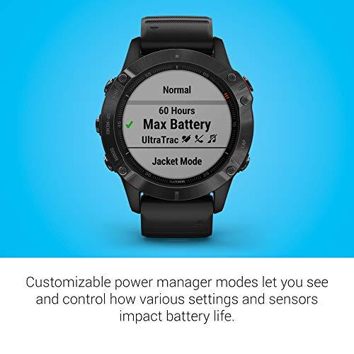 Garmin Garmin 010-02158-01 fenix 6 Pro, Premium Multisport GPS Watch, Features Mapping, Music, Grade-Adjusted Pace Guidance and Pulse Ox Sensors, Black