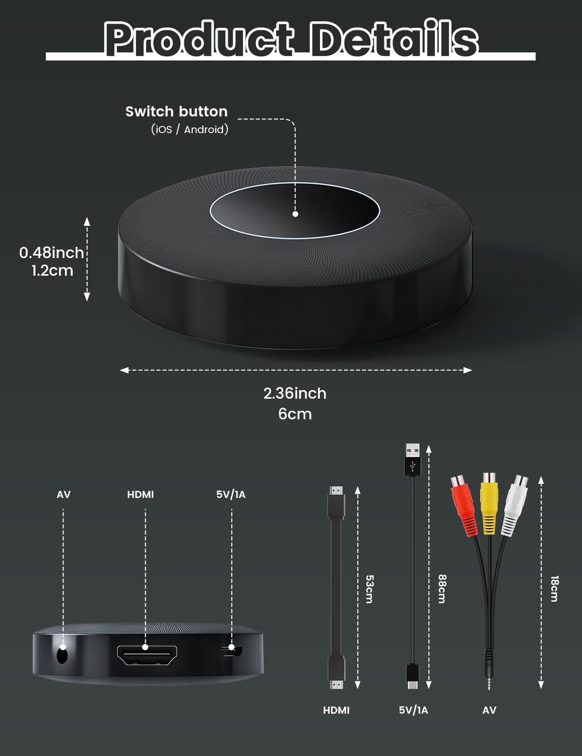 PEDUMMY Wireless HDMI Display Dongle Adapter, Plug & Play 1080P/60Hz, 2.4/5G Streaming from Laptop,Smartphone to HDTV, Monitor, Projector,Supports iOS, Android,Windows,Mac OS
