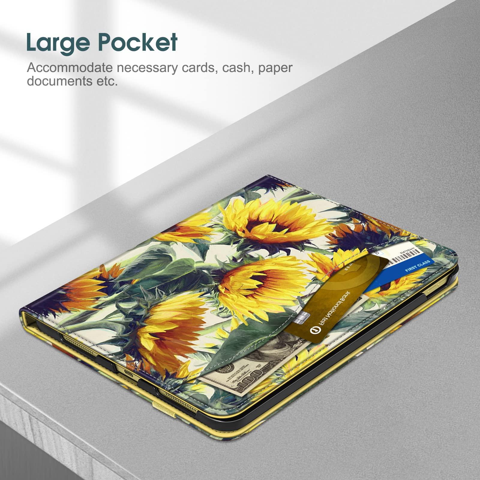 Fintie Fintie Case for iPad (A16) 11th Generation 11 Inch (2025), iPad 10th Generation 10.9 Inch (2022), Multi-Angle Viewing Protective Stand Cover with Pencil Holder & Pocket, Sunflowers