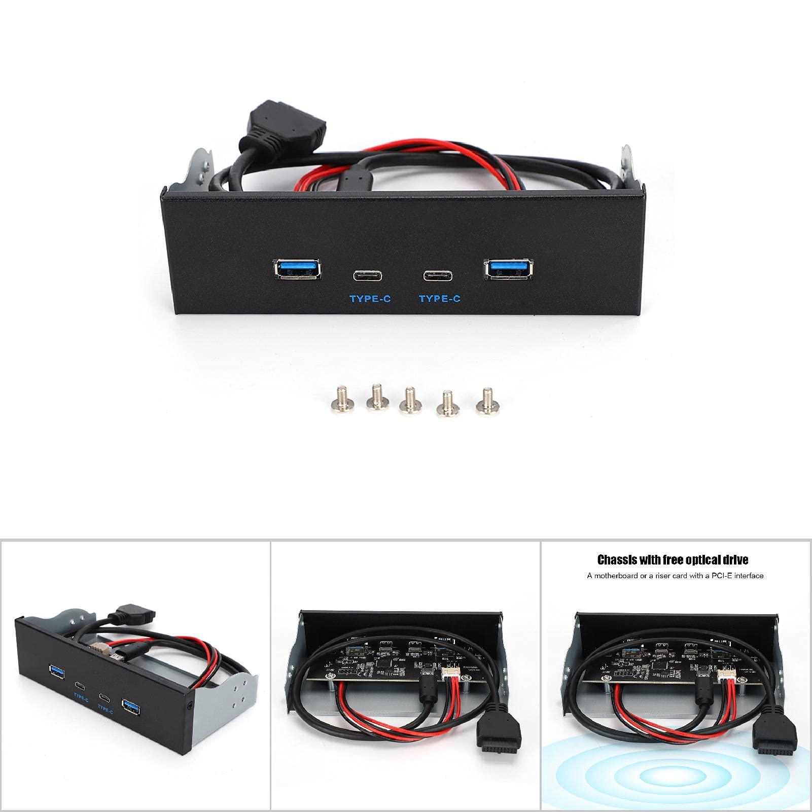 ASHATA USB3.0+2.0+Type C Type E Panel Computer Parts Type C Front Panel, Desktop Accessories Black GEN2 Front Panel USB 3.1 Front Panel, for PC Computer