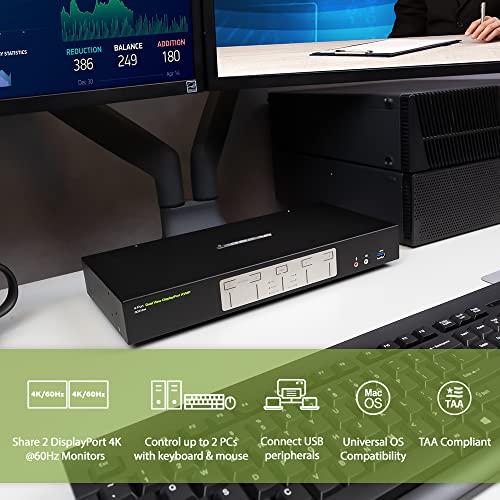 IOGEAR IOGEAR 4-Port Dual View DisplayPort KVMP Switch - 4K 60Hz - 2 DisplayPort In Per Channel - 2-Port USB 3.1 Hub 5Gbps - Keyboard Mouse Input - 7.1 HD Audio - Front Panel Selector - TAA Mac/Win - GCS1944