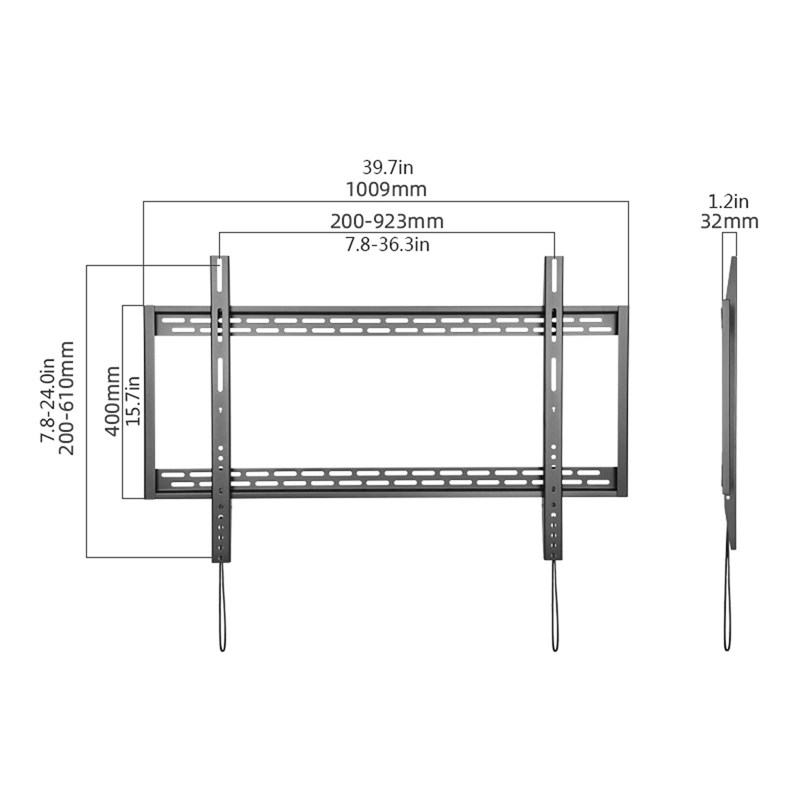 QTBH QTBH TV Mounts Universal TV Stand Heavy Duty Wall-Mounted TV Bracket Low Profile Fixed Wall TV Bracket 60"-100" Large Screen TV Holder, Max VESA 900x600mm Holds Up to 220lbs TV Stand TV Wall Mount