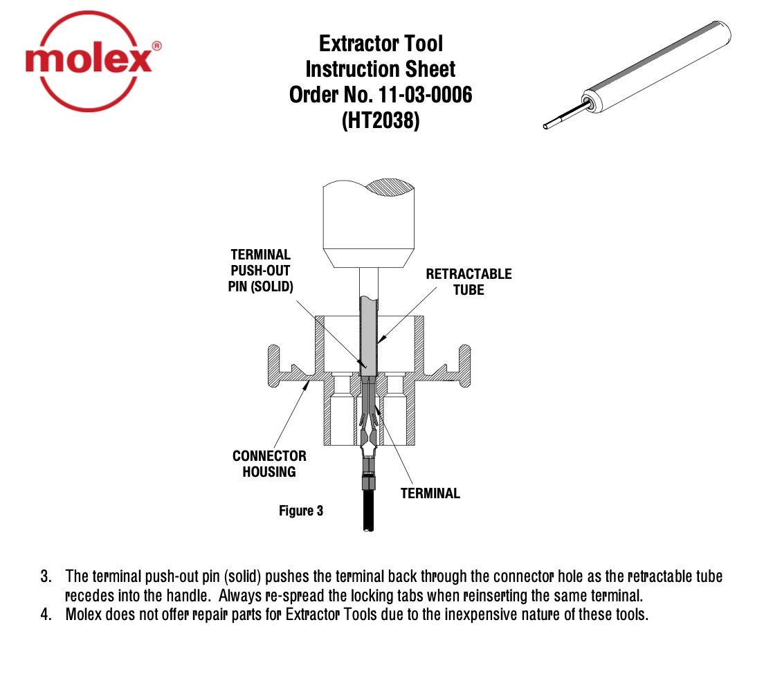 Molex 287pcs Molex 2-15 Pin 14A Connector Kit 0.093", Wire Gauge 14-22 AWG w/Remove Tool