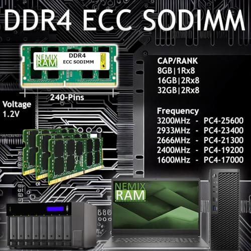 NEMIX RAM NEMIX RAM 16GB (1X16GB) DDR4 3200MHZ PC4-25600 2Rx8 1.2V 260-PIN ECC SODIMM