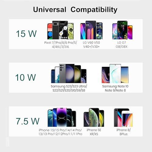 JE Make IT Simple Triple Wireless Charger Pad - 15W Fast Charging Station for Apple iPhone 15/14/13/12 Pro/Max/Plus, AirPods, Qi-Certified 3-in-1 Charging Mat for Multiple Devices One-Step Wireless Charging Solution