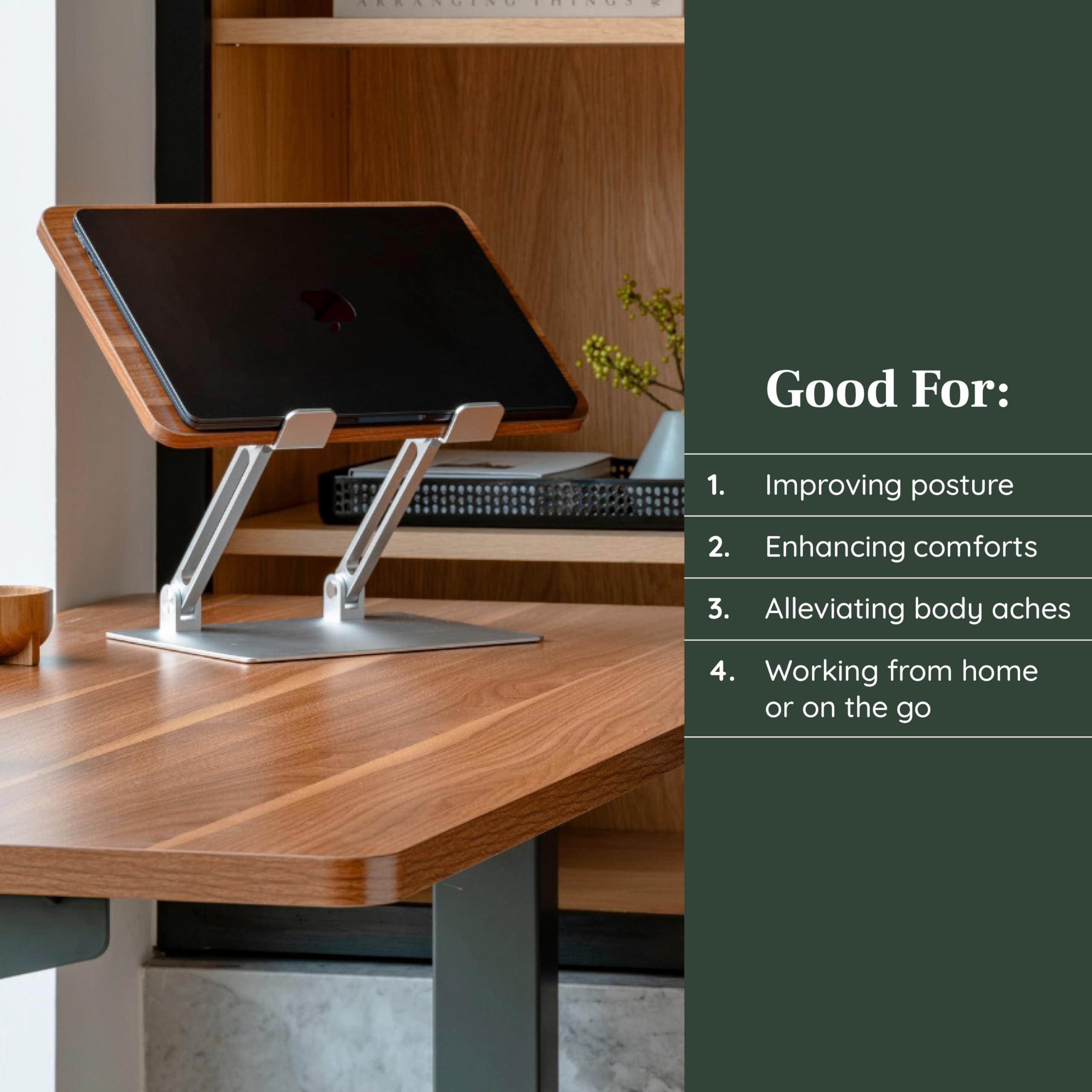 Branch Branch Adjustable Laptop Stand - Elevate Ergonomics & Reduce Strain, Laptop Riser Customizable Height & Angle, Portable & Robust Design for Home or Office, Secure Silicon Grips - Woodgrain