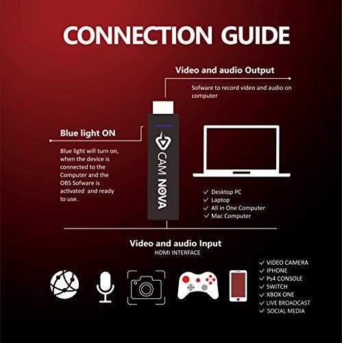 UCEC UCEC CAM NOVA Video Capture Card, 1080P 4K HDMI Video Capture Card, USB 3.0 Cam Link HDMI Capture Device, Live Broadcast Record via DSLR Camcorder Action Cam Live Stream for MacOS X PC Windows 7 8 10