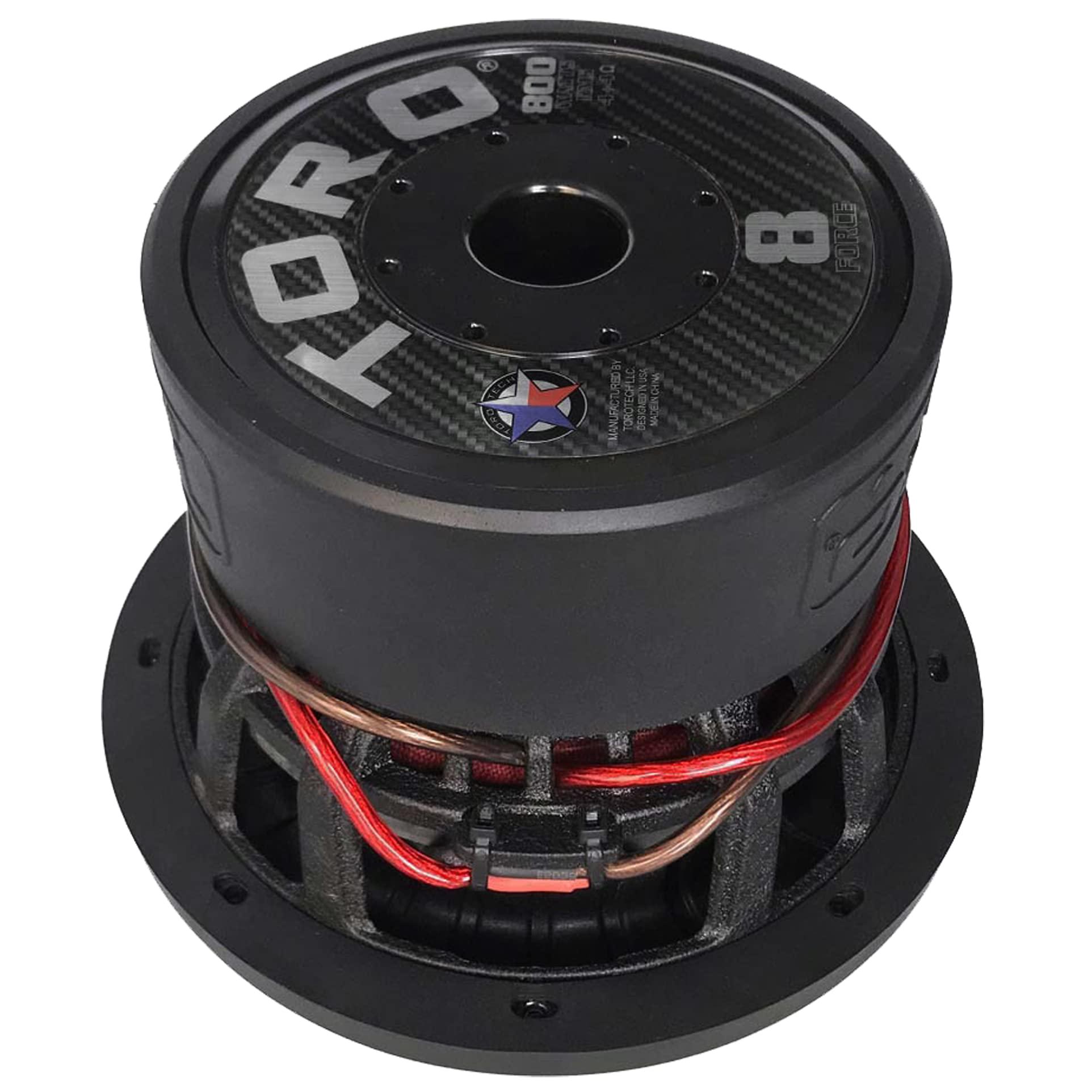 TORO TECH TORO TECH FORCE 8, 8 Inch 800 Watts RMS 1600 Watts MAX Dual 4 Ohm 2.5 Inch Voice Coil, 8 Car Audio Subwoofer for Cars, Trucks, Jeeps, Boats, Off Road with Hard Hitting Bass (Sold As Each)