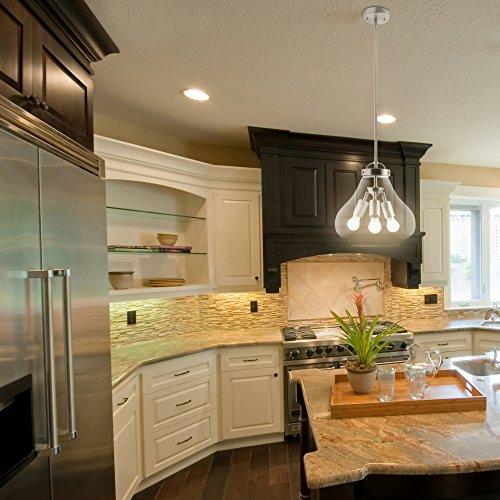 Globe Electric Globe Electric 65113 3-Light Pendant with Clear Glass Shade, 12", Brushed Steel Finish