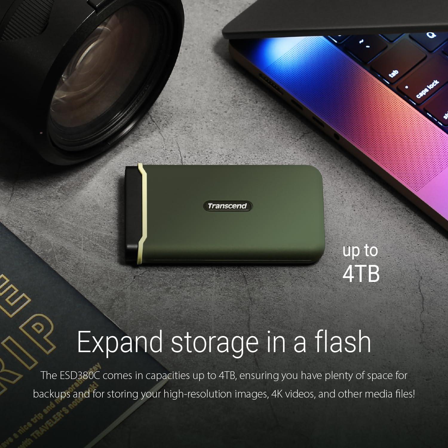 Transcend Transcend 1TB External SSD, Up to 2000MB/s, Portable Hard Drive for Steam Deck/iPhone/iPad/Mac/Windows/Android/Tablets/PS5/PS4/Xbox/Smart TV, USB 3.2 Gen 2 (20Gbps) USB-C & USB-A Cable Portable SSD