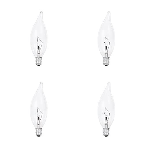 LEDVANCE SYLVANIA Double Life Incandescent Light Bulb, B10, 25W, 150 Lumens, 2850K, Candelabra Base, Clear, Soft White - 4 Pack (13306)