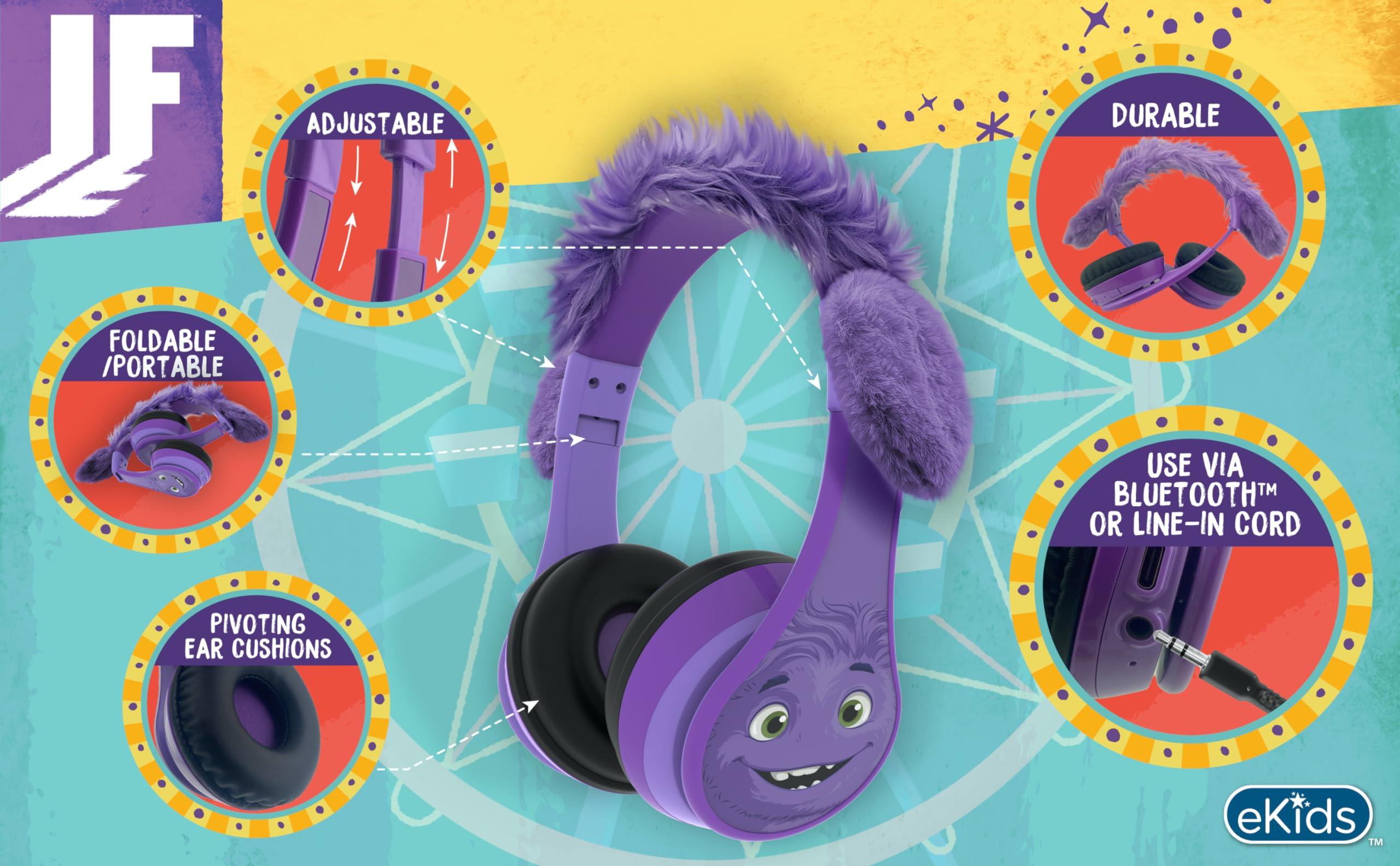 eKids eKids IF Bluetooth Headphones, Wireless Headphones with Microphone Includes Aux Cord, Volume Reduced Kids Foldable Earphones for School, Home, or Travel