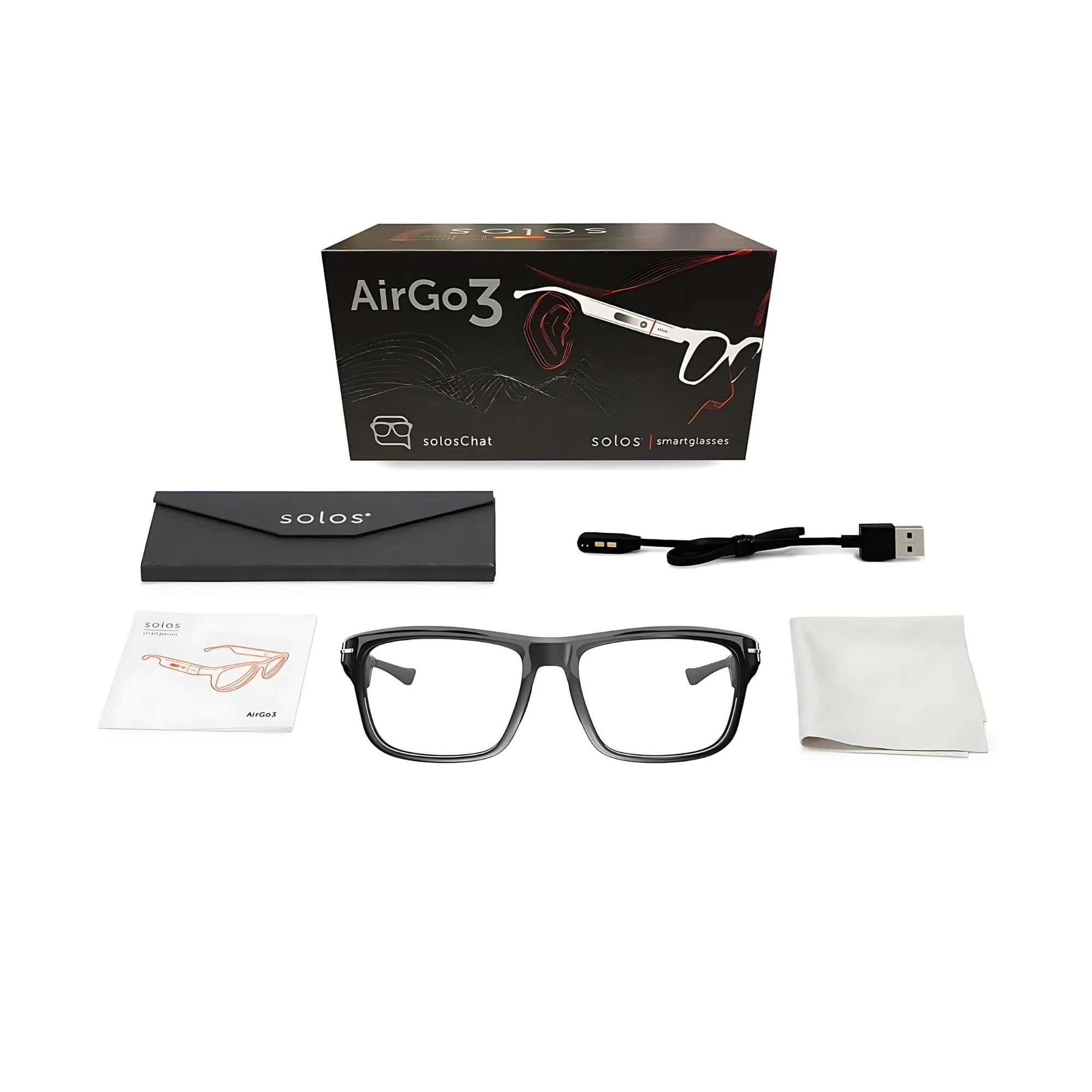 SOLOS SOLOS Smart Glasses AirGo 3 Argon X | Shiny Black | Photochromic Lenses | Powered by ChatGPT | Stereo Speakers | Bluetooth | USB C Charging | Compatible with iOS and Android