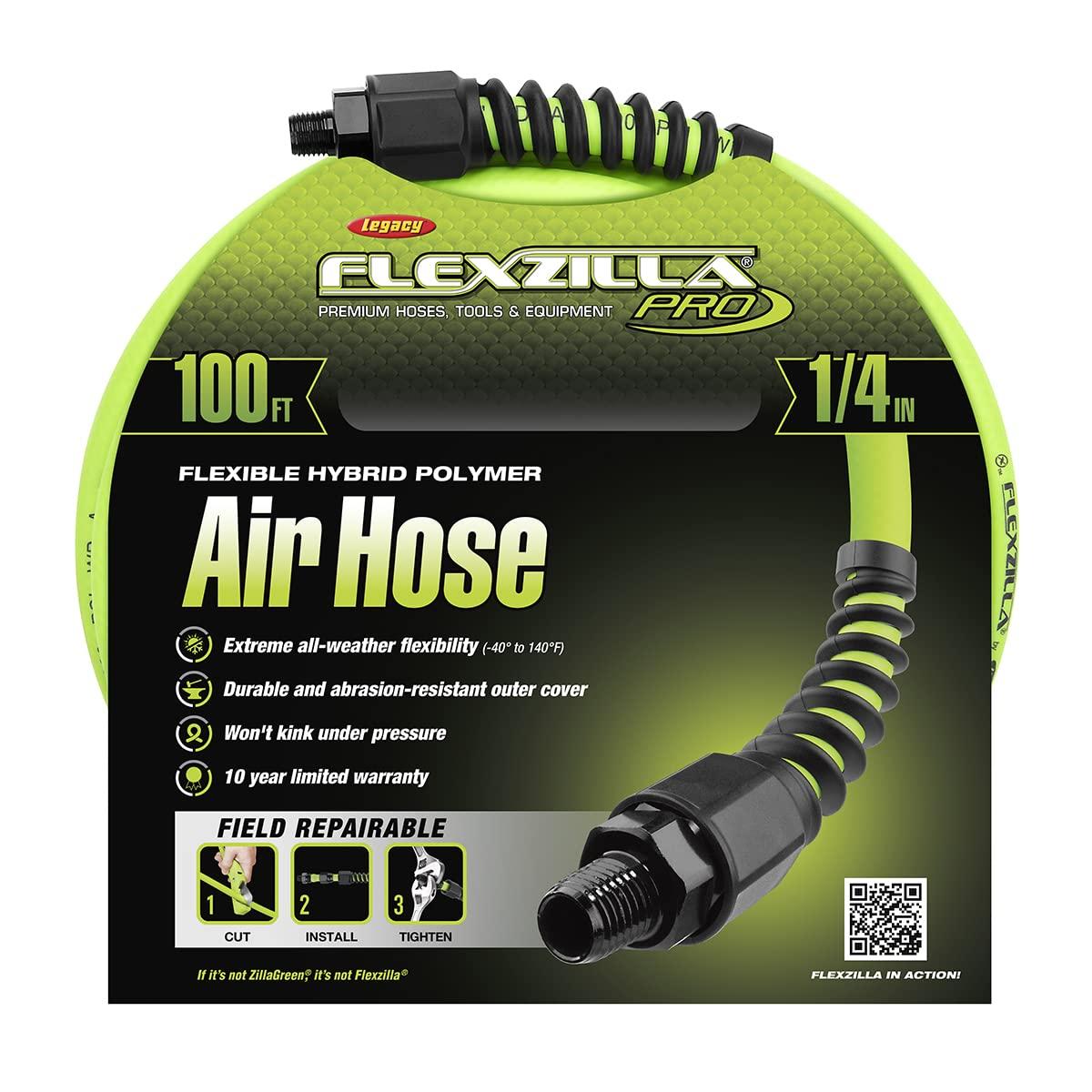 Flexzilla Pro Flexzilla Pro Air Hose, 1/4 in. x 100 ft., Heavy Duty, Lightweight, Hybrid, ZillaGreen - HFZP14100YW2