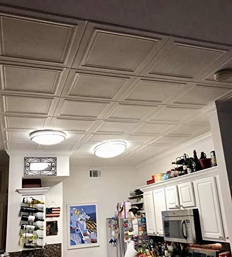 A La Maison Ceilings A La Maison Ceilings R24 Line Art Foam Glue-up Ceiling Tile (21.6 sq. ft./Case), Pack of 8, Plain White