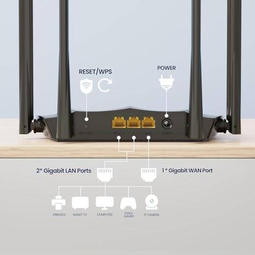 Tenda Tenda AC1200 Gigabit WiFi Router - Dual Band High Speed Wireless Internet Router, 3xWAN/LAN Gigabit Ports, 4x6dBi Antennas, MU-MIMO, Beamforming, IPv6, Guest WiFi, AP Mode(AC8)