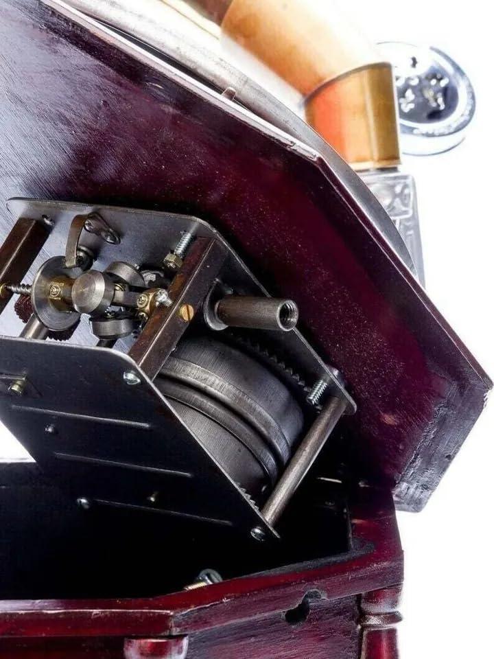 DirectNine Basics Antique Gramophone, Fully Functional Working Phonograph, Win-up Record Player