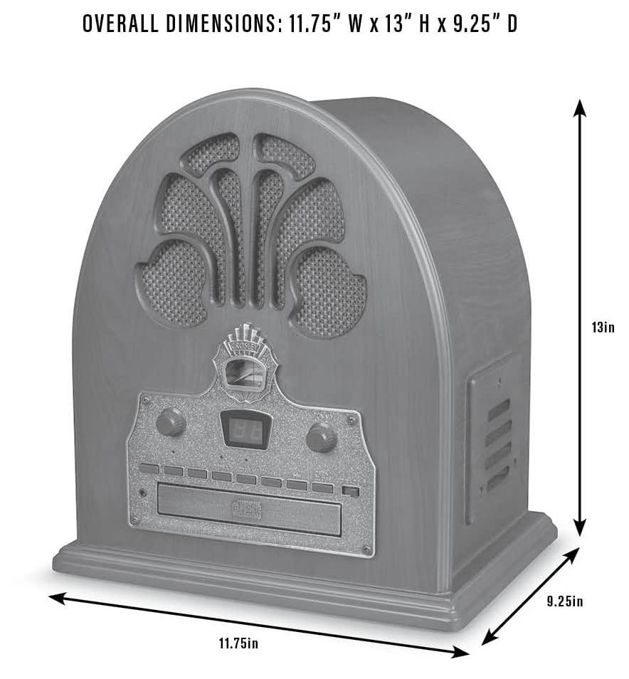 Crosley Crosley CR32D-PA Cathedral Retro AM/FM Tabletop Radio with Bluetooth Receiver and CD Player, Paprika