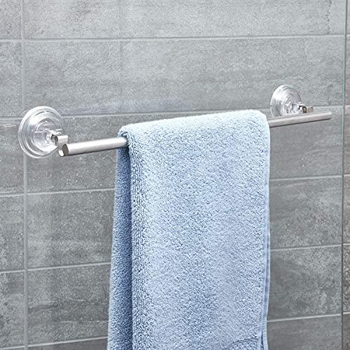 iDesign iDesign Reo Metal Power Lock Suction Towel Bar Rack for Bathroom, Kitchen Use, 1.75" x 17.5" x 3.25"