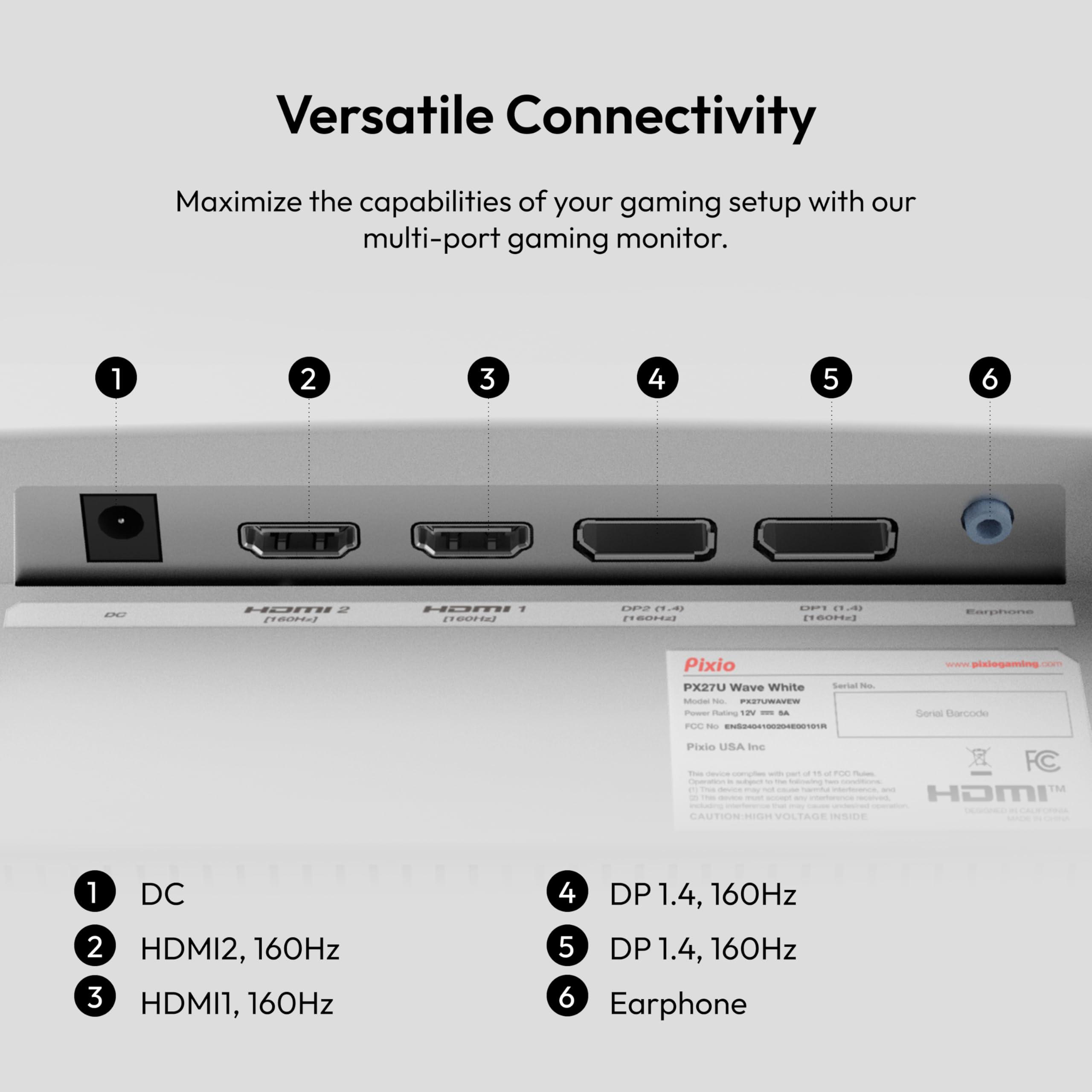 Pixio Pixio PX27U Wave White 27 inch 160Hz Refresh Rate 4K 3840x2160p Resolution Fast IPS Panel 1ms GTG Response Time 4K White Gaming Monitor with Adaptive Sync