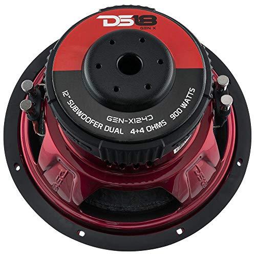 DS18 DS18 GEN-X124D Subwoofer in Black - 4 Layer Black Aluminum Voice Coil, 12", 900W Max Power, 450W RMS, Dual 4 Ohms - Powerful Car Audio Bass Speaker (1 Speaker)