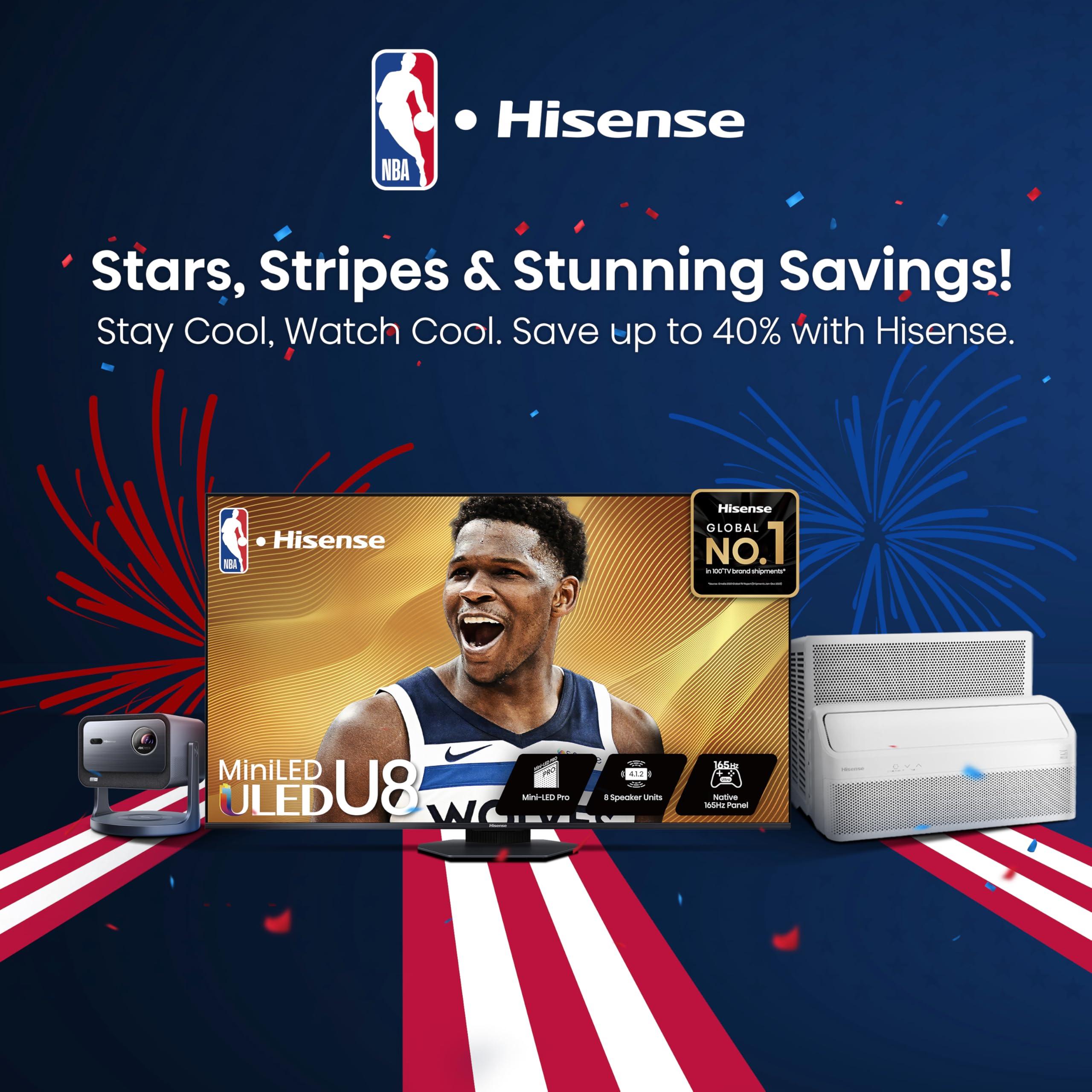 Hisense Hisense 65-Inch Class U6 Series Mini-LED ULED 4K UHD Google Smart TV (65U6N, 2024 Model) - QLED, Motion Rate 240, HDR 10+, Full Array Local Dimming, Game Mode Plus, Alexa Compatibility