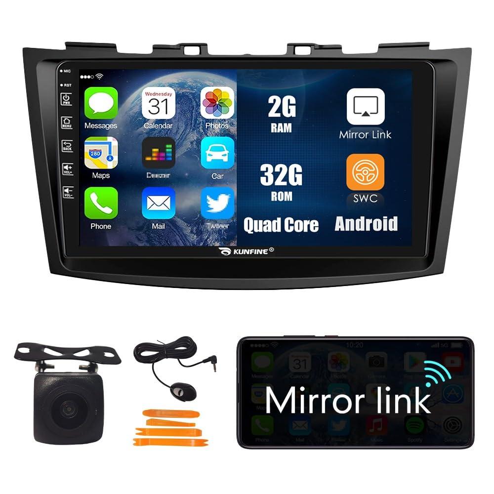 KUNFINE Kunfine Car Android Navigation Stereo GPS Radio Reverse Camera Display 9\" IPS Touchscreen Headunit Tablet Pad Media Player for Suzuki Swift 2010-2016, if Applicable Quad Core 2G+32G