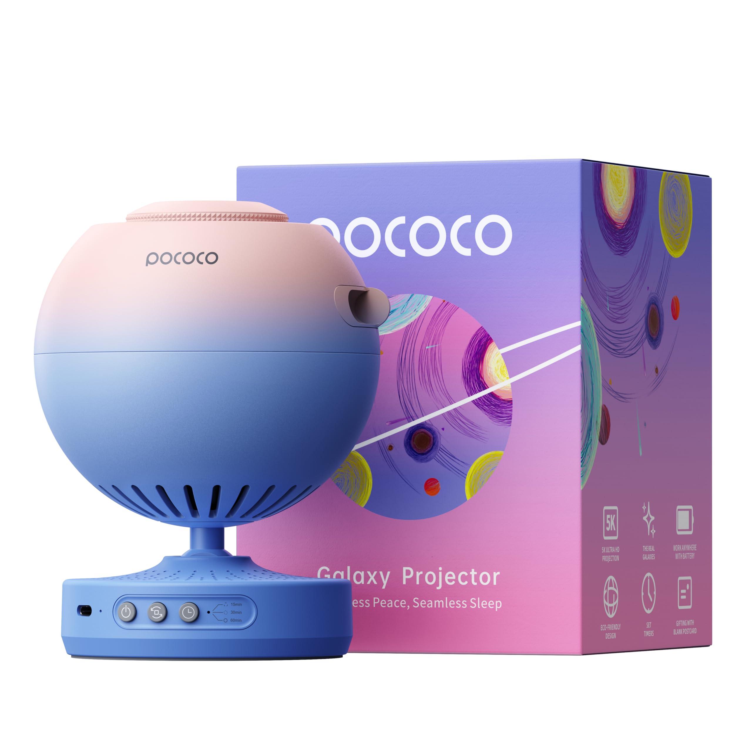 POCOCO POCOCO Galaxy Star Projector for Bedroom with Replaceable Optical Film Discs, Home Planetarium Night Light Projector with High-Definition Soft Light for Relax, Study, and Meditate, Stress Relief Gifts